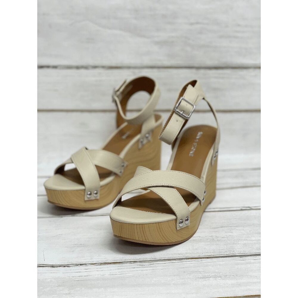 Sun + Stone Women's Tiaraa Platform Wedge Sandals - Bone 8.5M